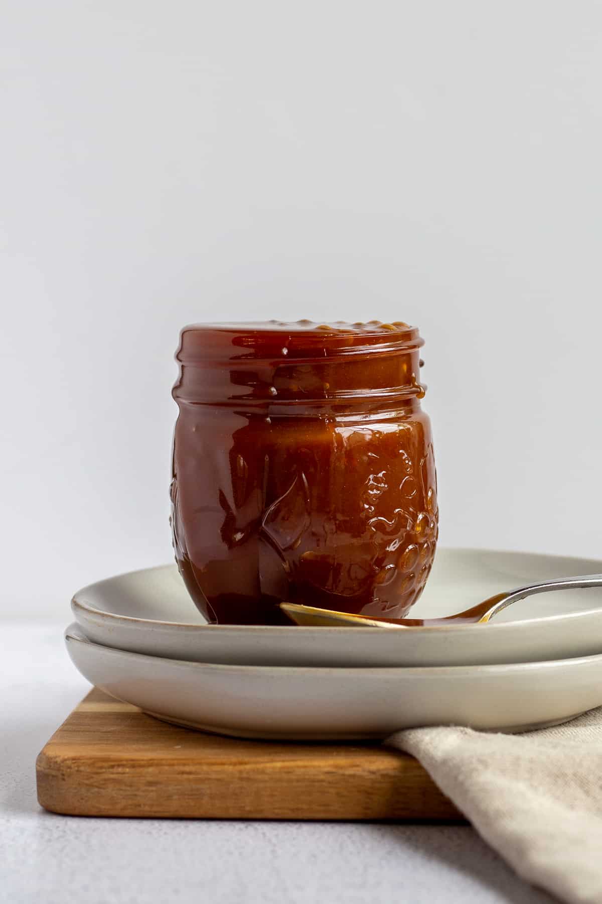 jar filled with salted caramel sauce