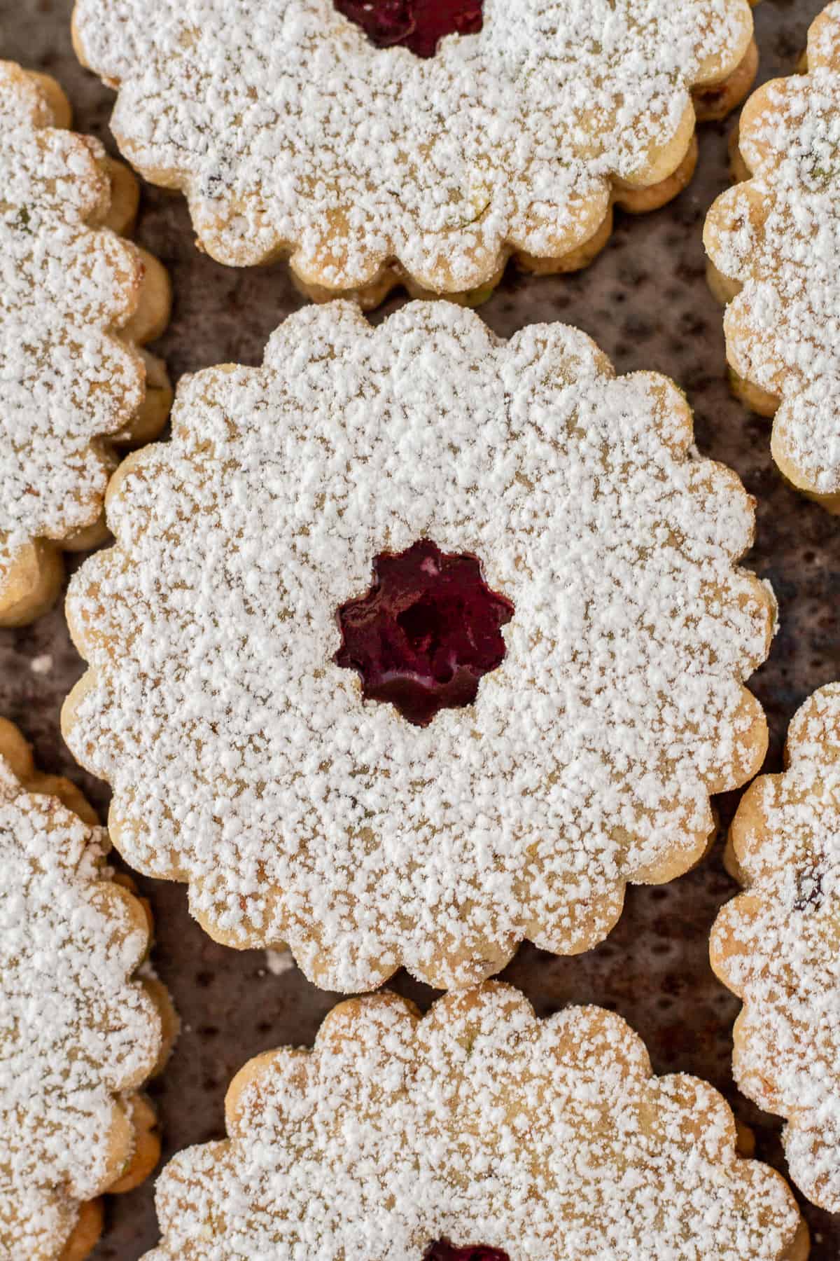 Pistachio Cherry Linzer Cookies