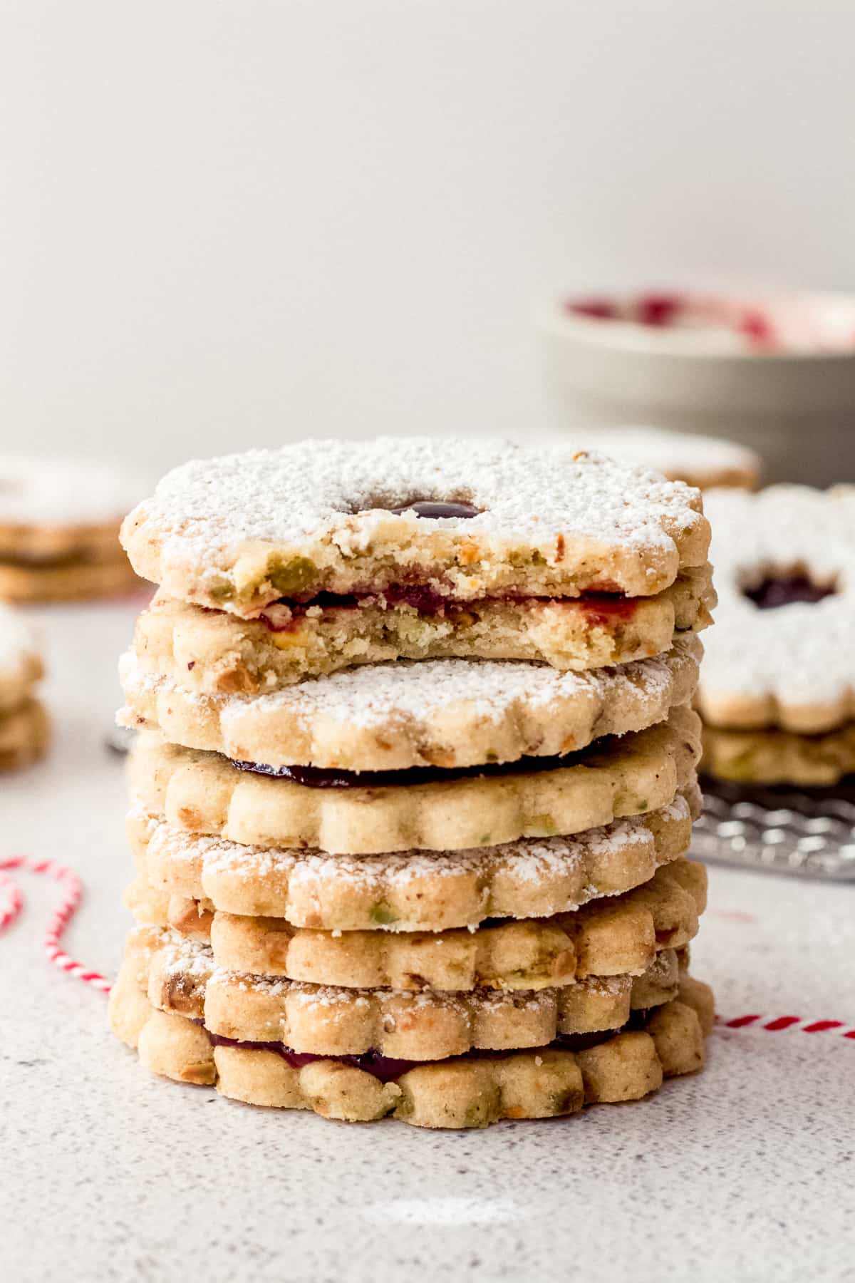 Pistachio Cherry Linzer Cookies