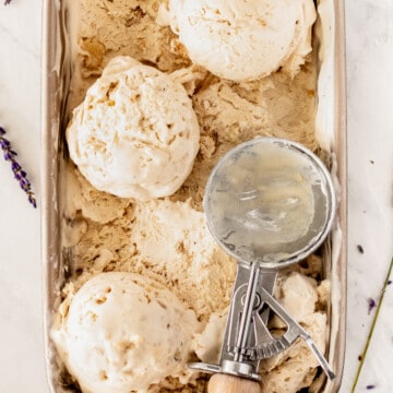 ice cream scoops in pan