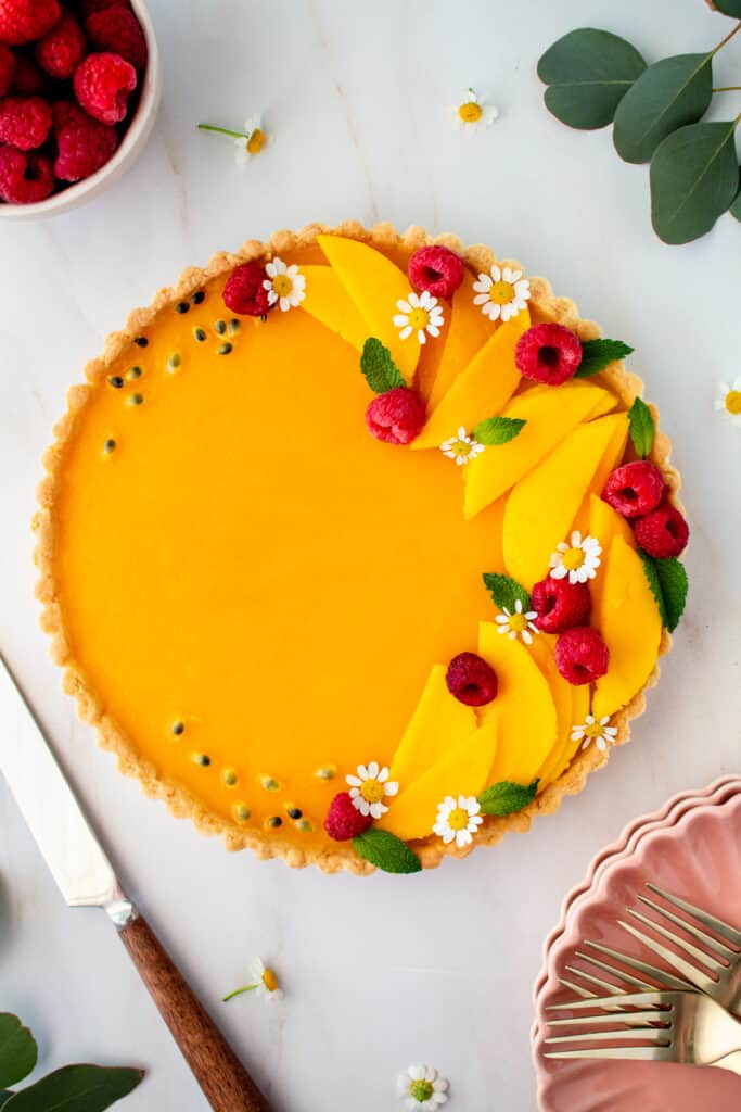 Mango Coconut Panna Cotta Tart