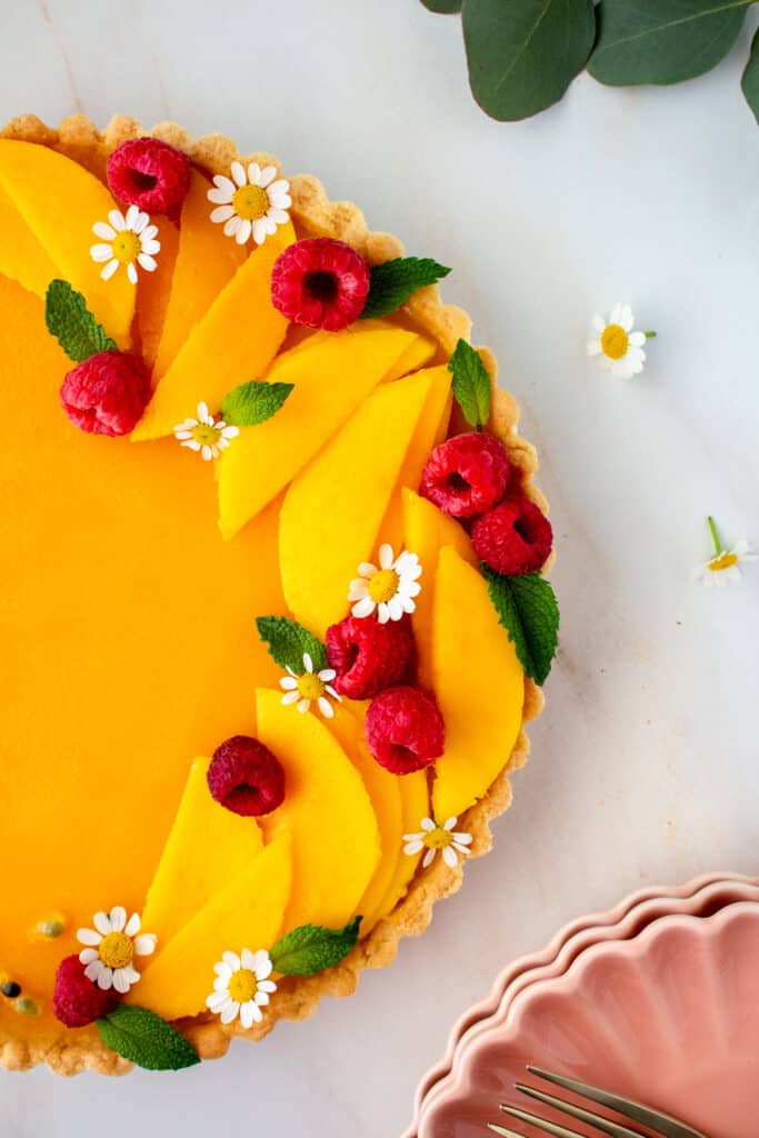 Mango Coconut Panna Cotta Tart