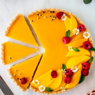 Mango Passionfruit Coconut Panna Cotta Tart