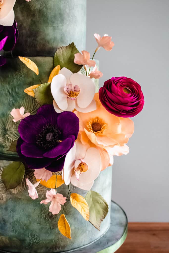 Aged Textured Floral Cake