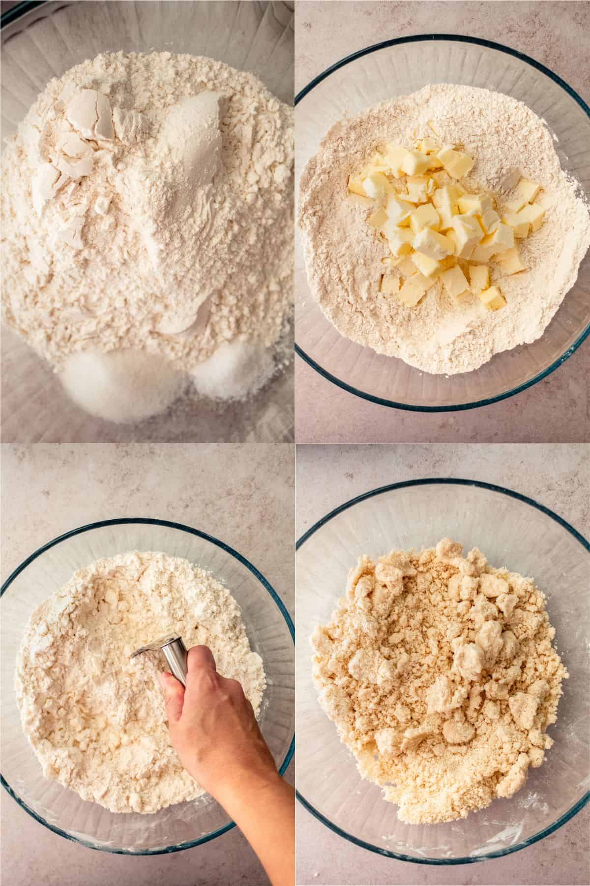 step by step butter being mixed into the flower