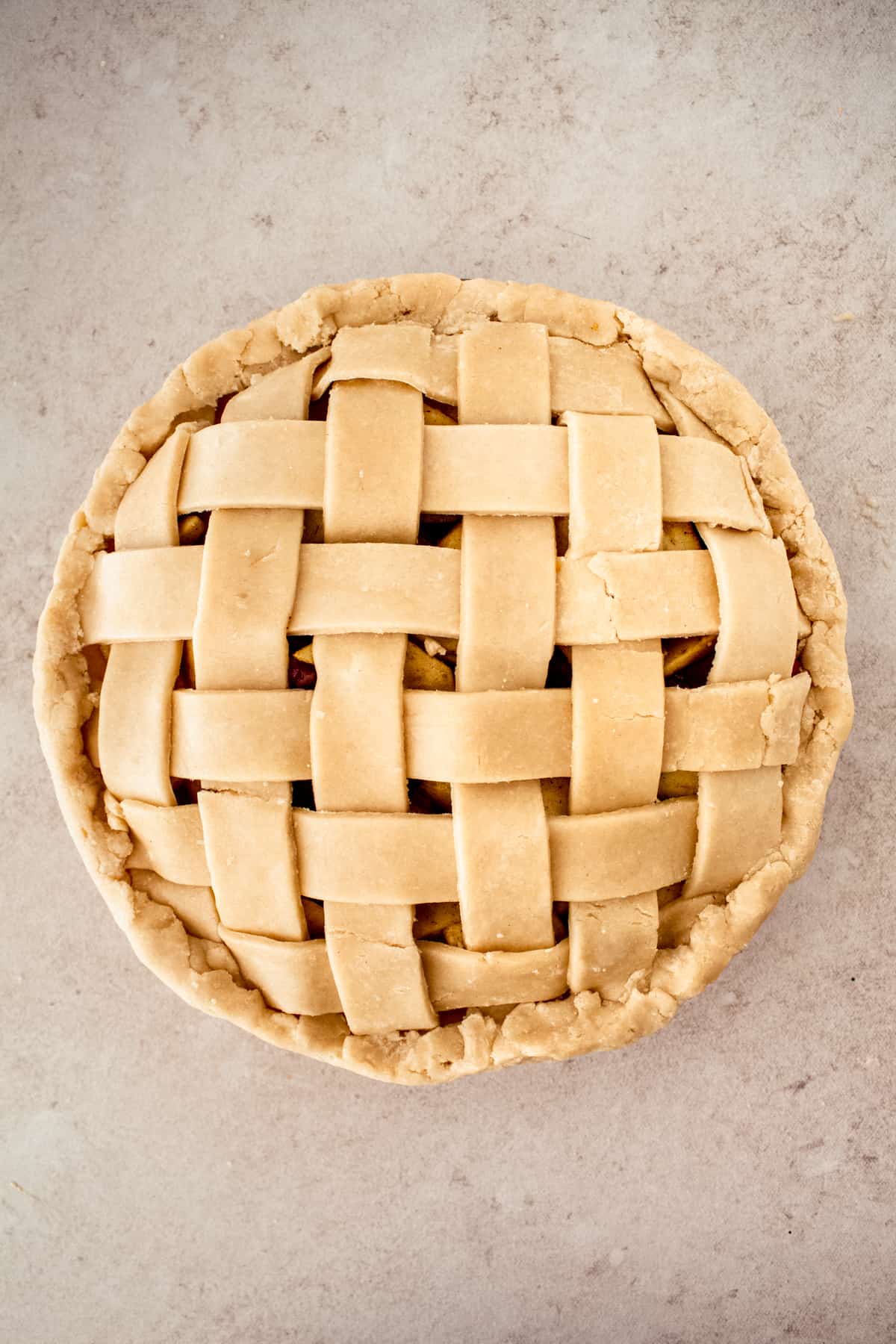 pie with lattice and rolled crust