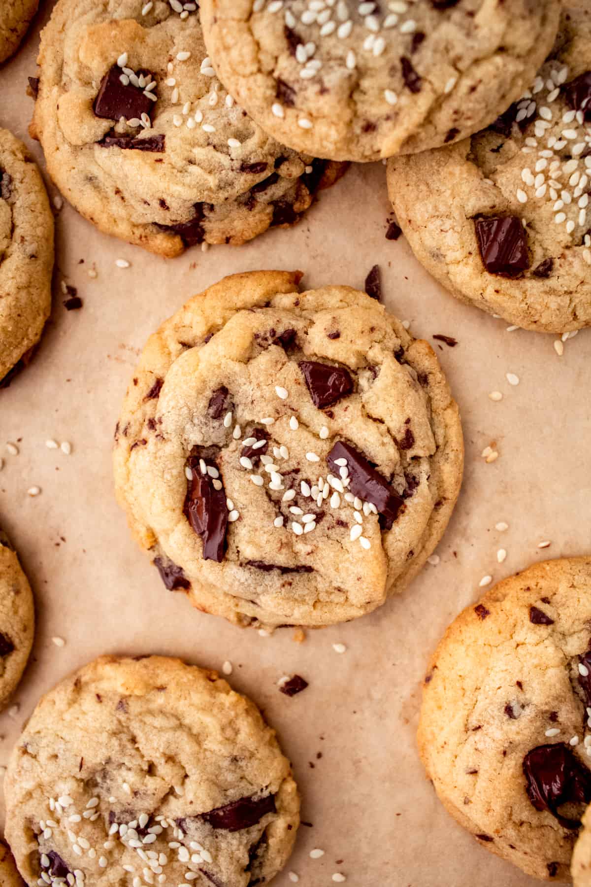 close up of cookie with melty chocolate