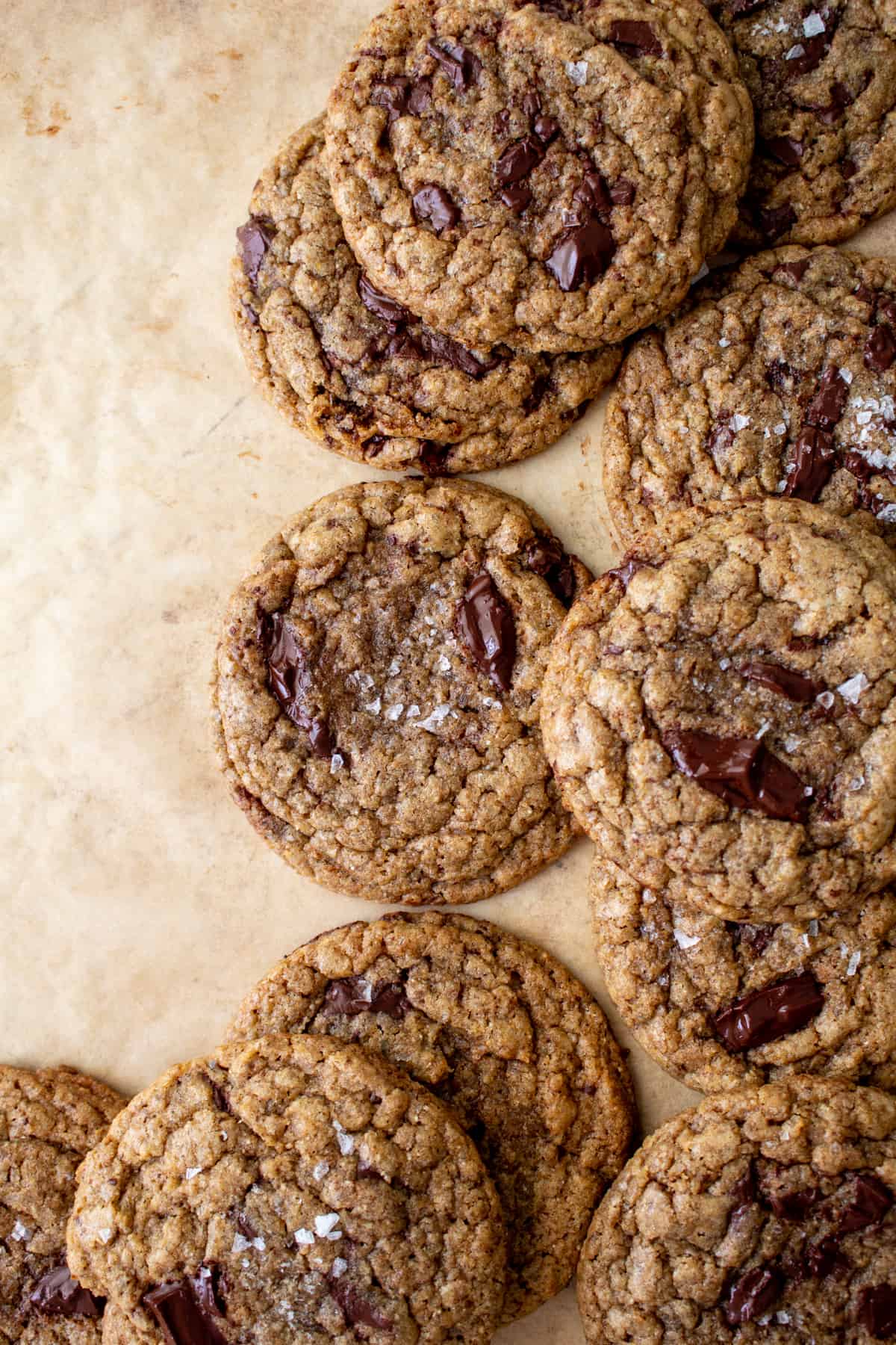 bourbon rye chocolate cookies on cookie sheet