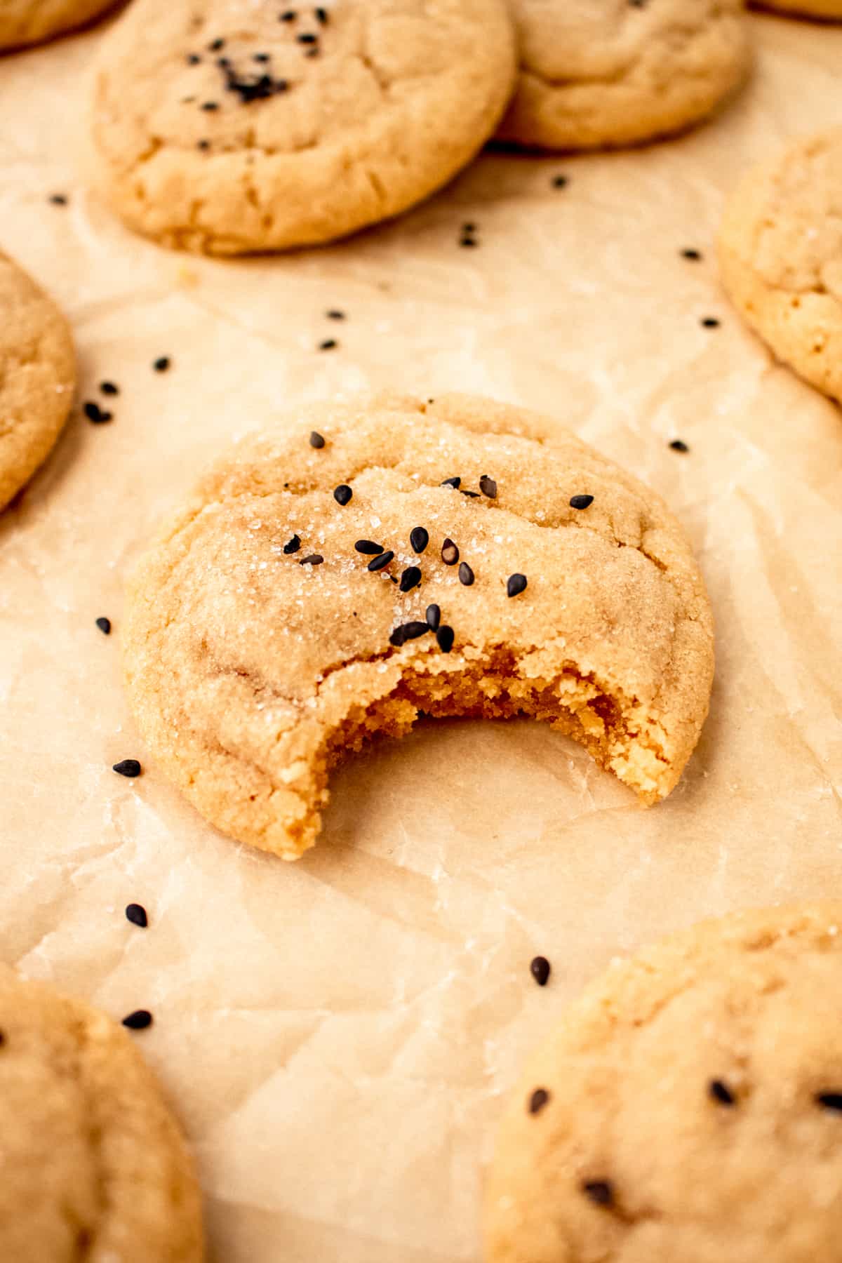 peanut butter miso cookie with bite taken out of it