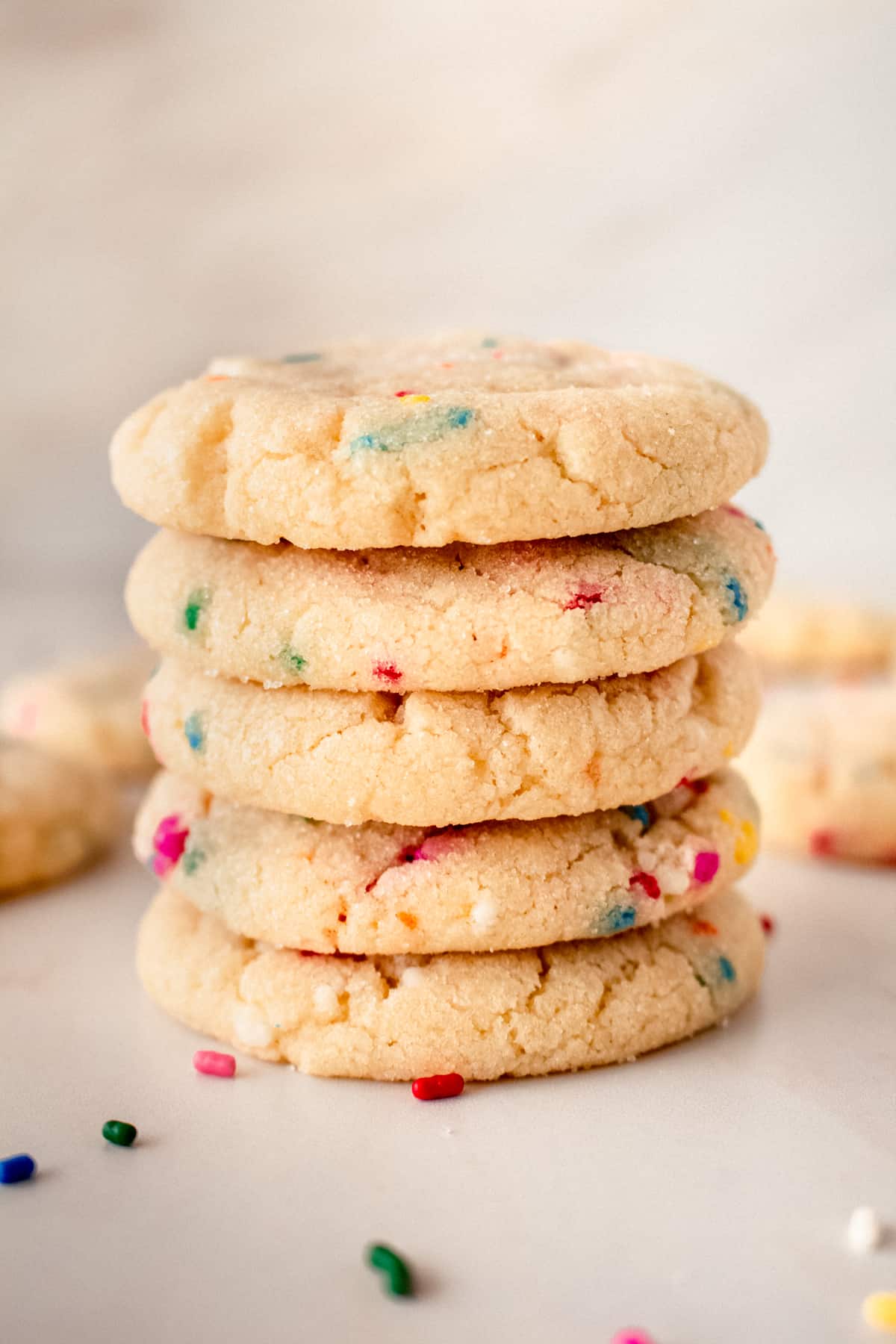 sprinkle sugar cookies stacked up