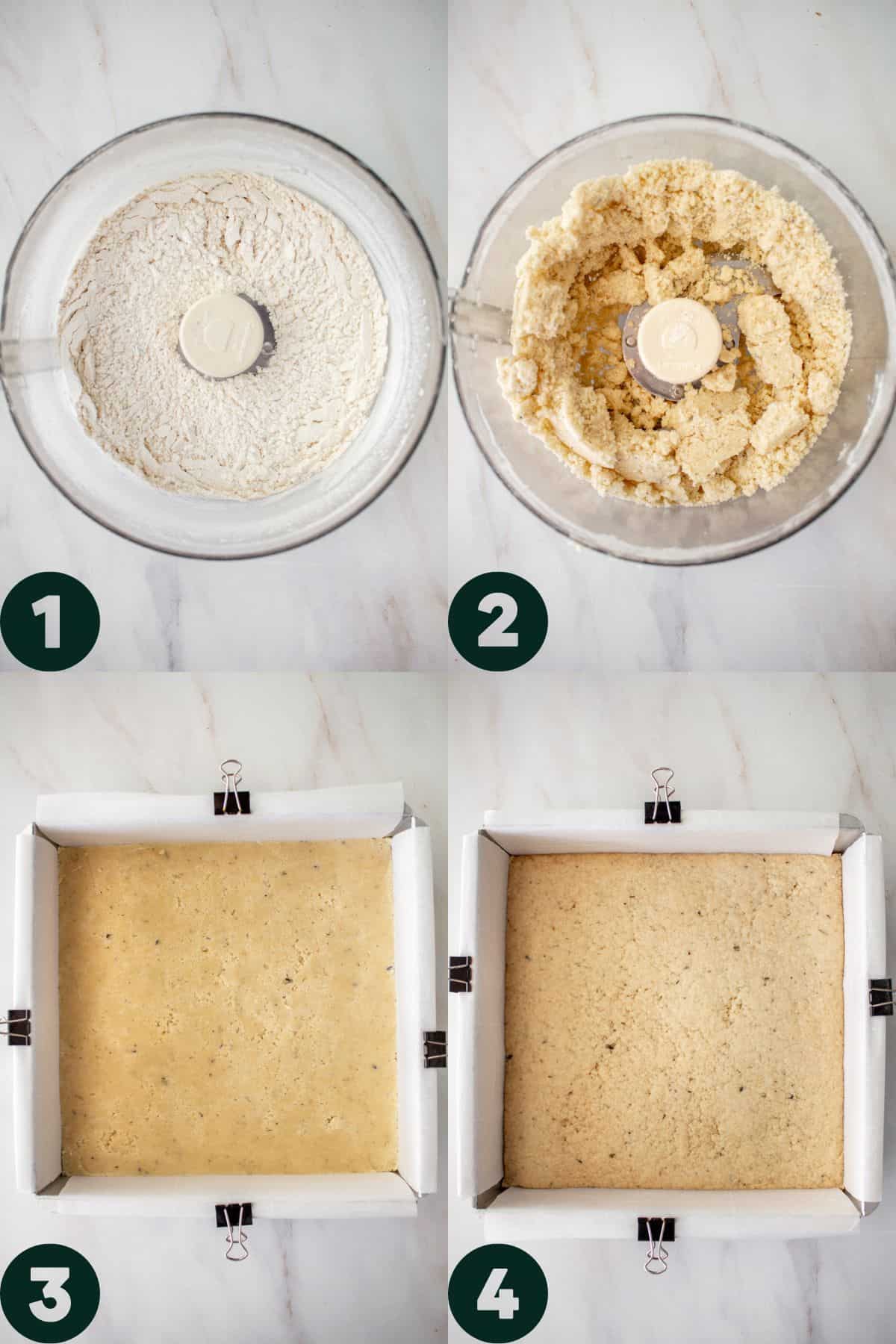 step by step making the lavender shortbread crust 