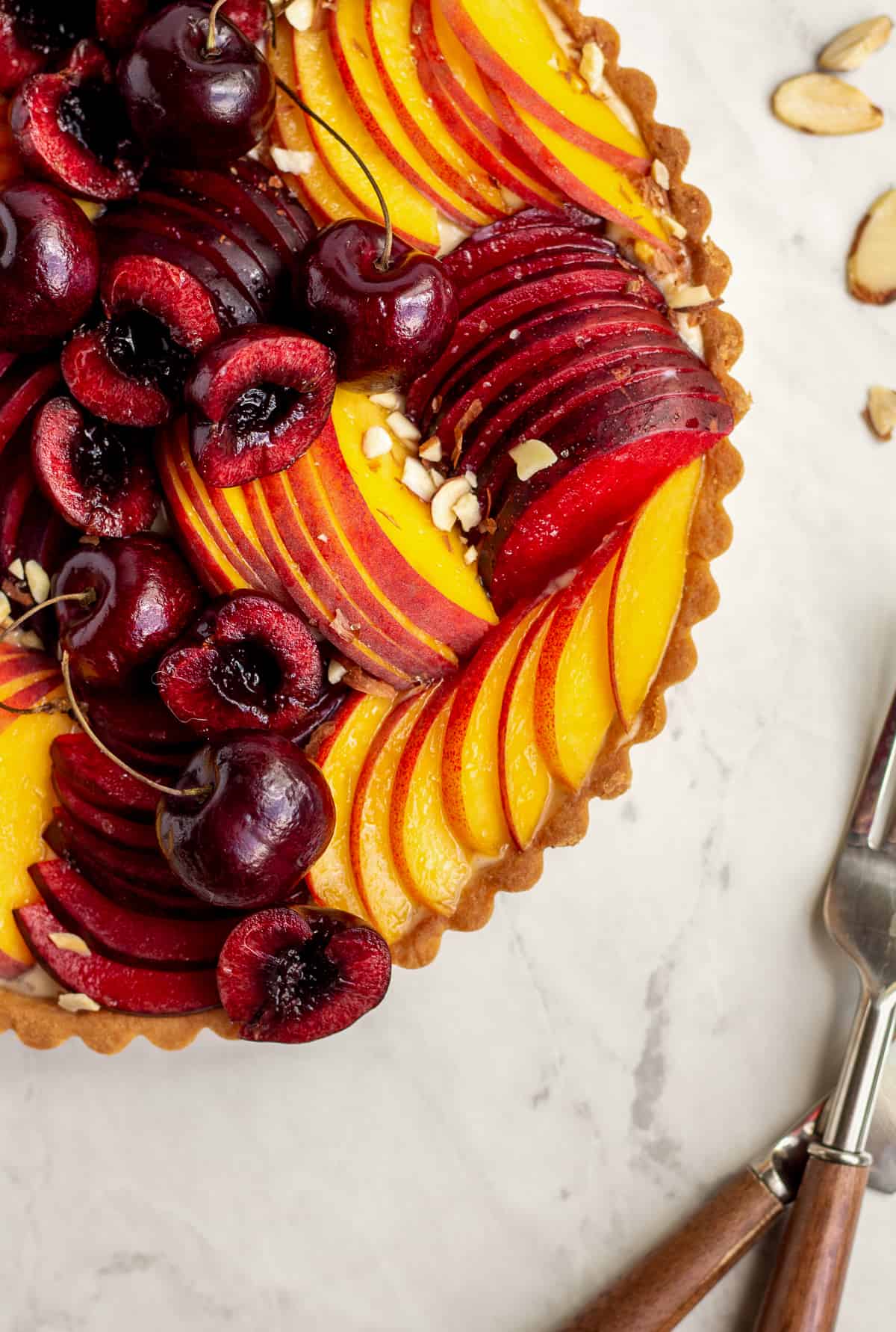 close up view of decorated tart