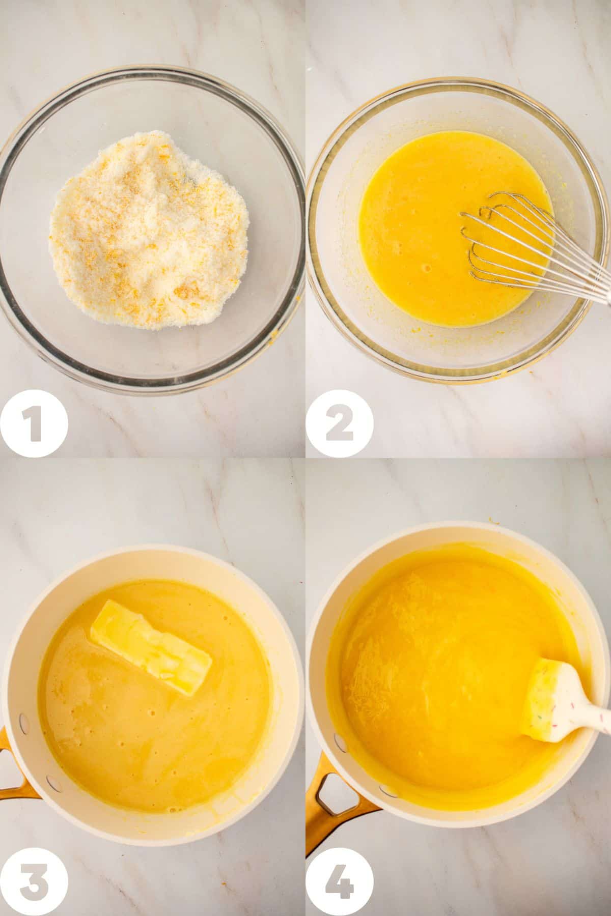 process of making Meyer lemon ginger curd